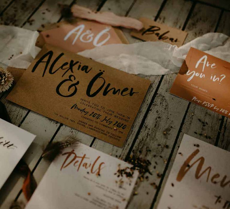 Natural sustainable wedding stationery by Clare Gray