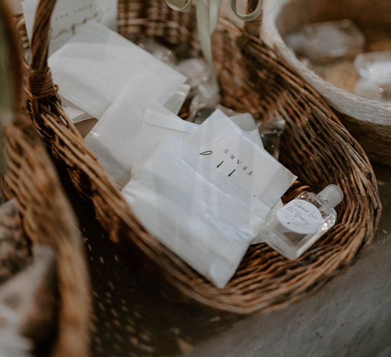 Wedding confetti basket at The Barns at Redcoats wedding