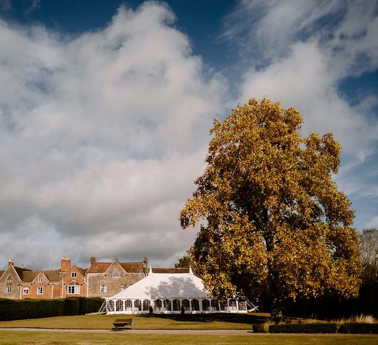 Exterior shot of wedding marquee outside of Broadfield Court wedding venue 