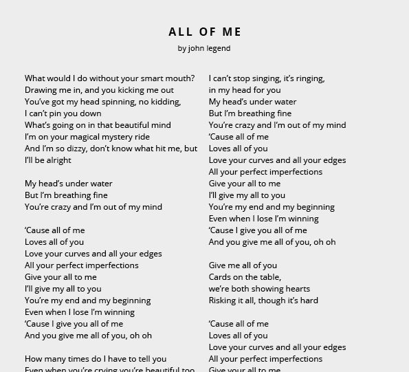 All Of Me by John Legend