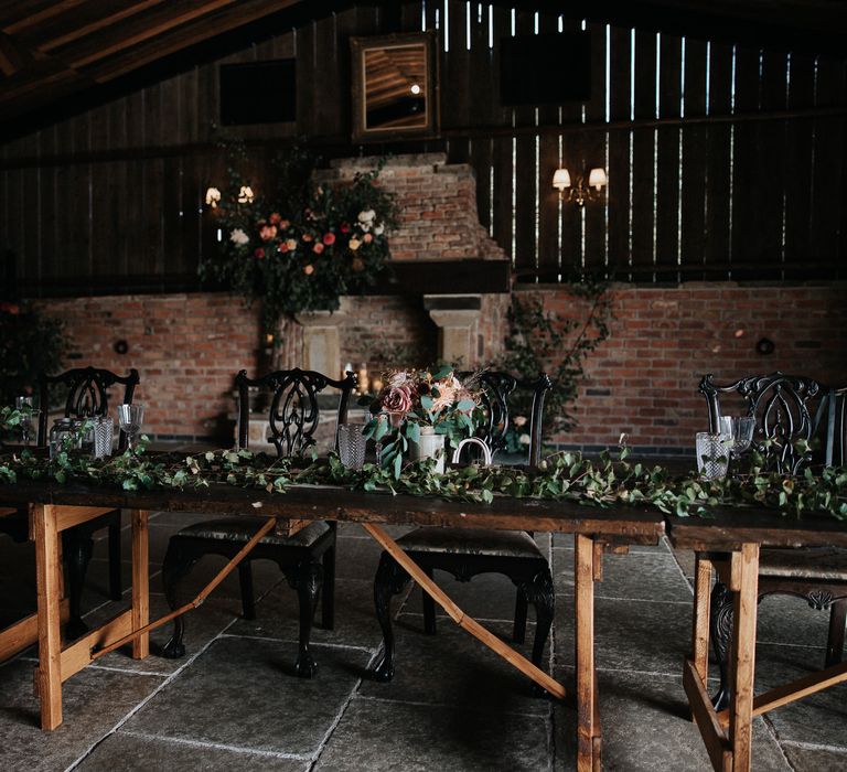 Top table at Willow Marsh Farm wedding reception 