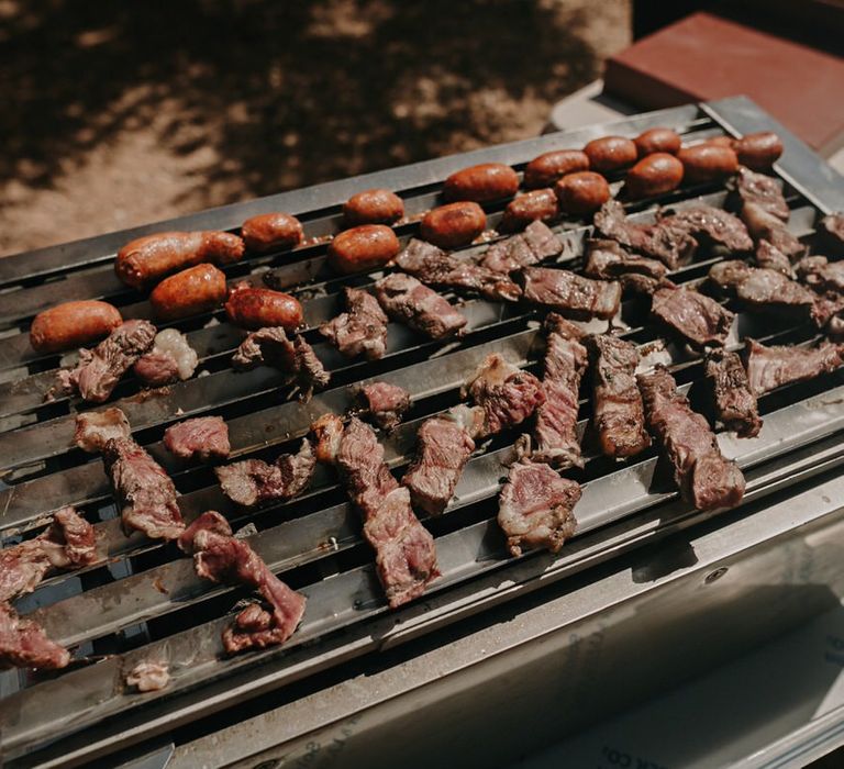 Outdoor BBQ wedding food buffet