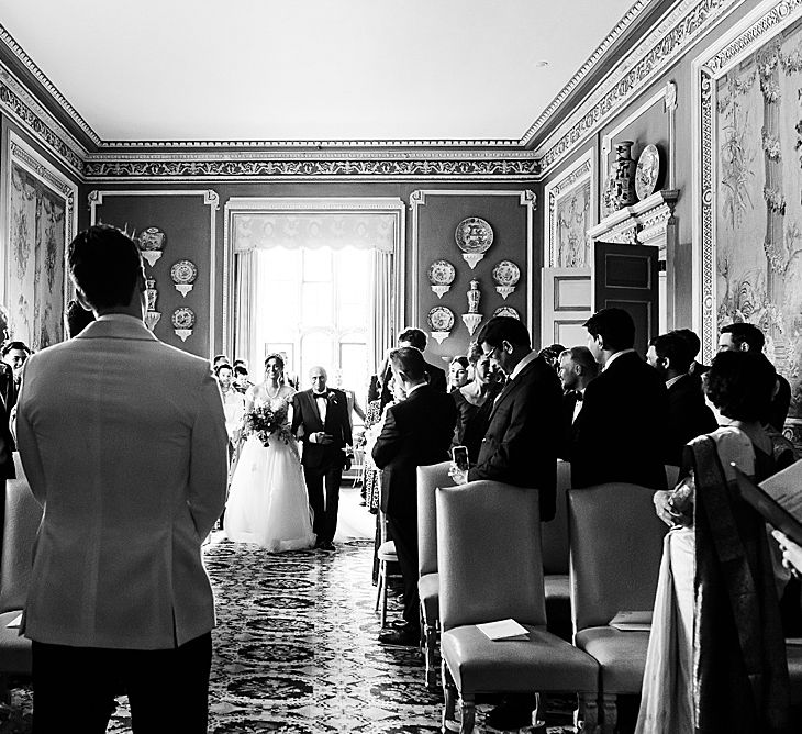 Wedding ceremony bridal entrance at Leeds Castle wedding 