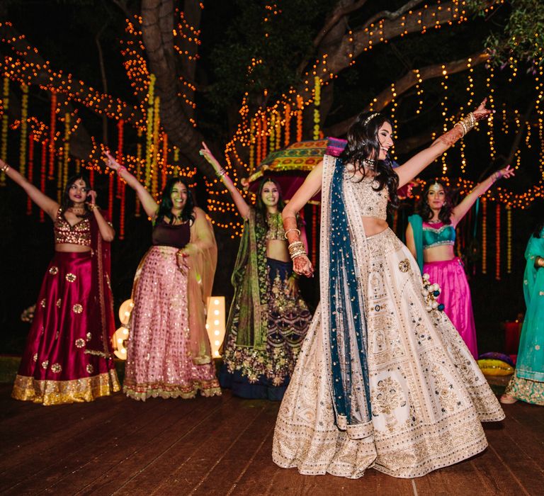 Everyone dances during the traditional sangeet night