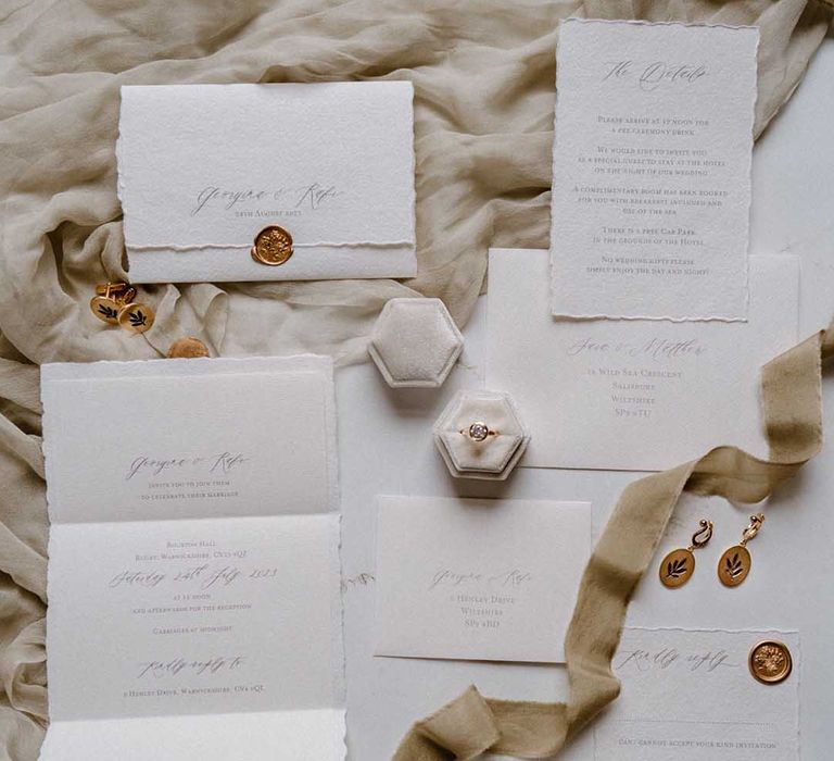 Classic wedding stationery suite with wax seals