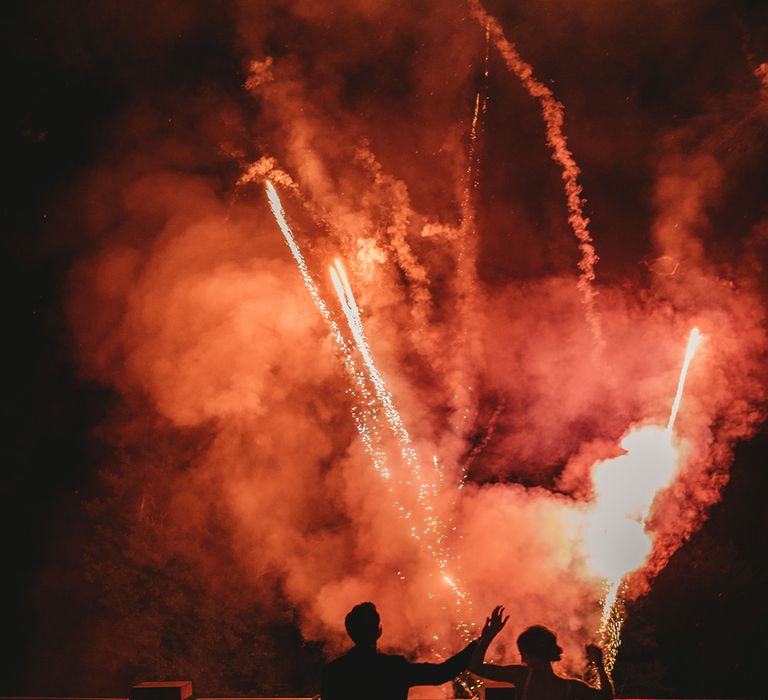 Fireworks at Chateau Lagorce destination wedding 