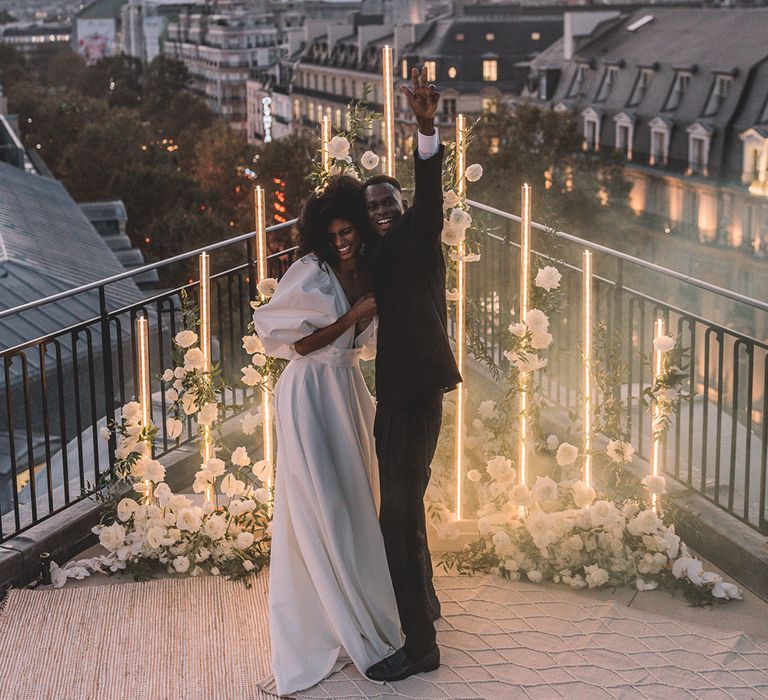 Stylish rooftop Paris wedding elopement at The Kimpton Saint Honoré 