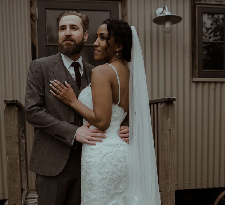 Bride & groom embrace after ceremony