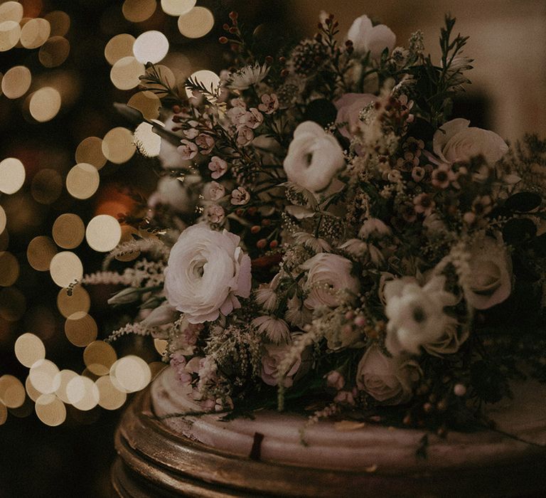 White rose and mixed floral bouquet at Hedsor House wedding