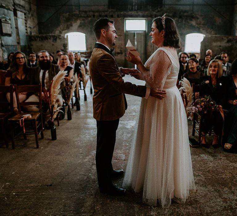 Bride reads vows to cream during ceremony at unique wedding venue The Asylum Chapel