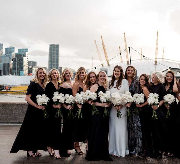 Bridesmaids in black dresses for London wedding