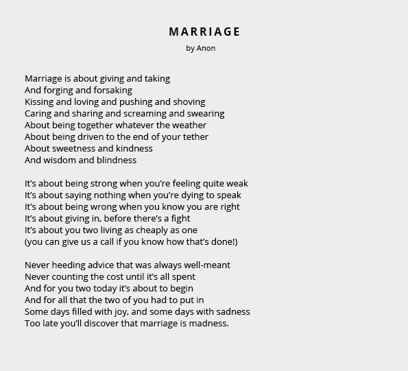 Funny Wedding Reading | Marriage by Anon