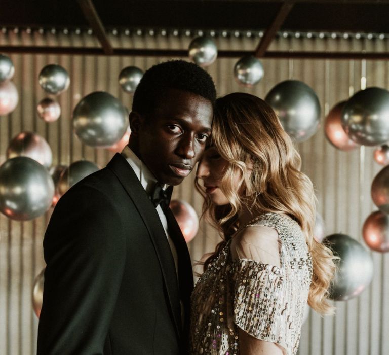 Styled wedding shoot with disco balls and fierce fashion