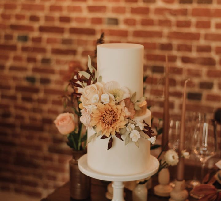 Toffee and Cinnamon two tiered wedding cake for autumn rustic wedding