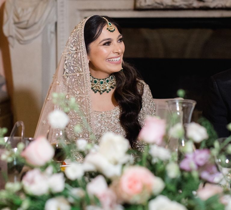 Bride smiles brightly on her wedding day