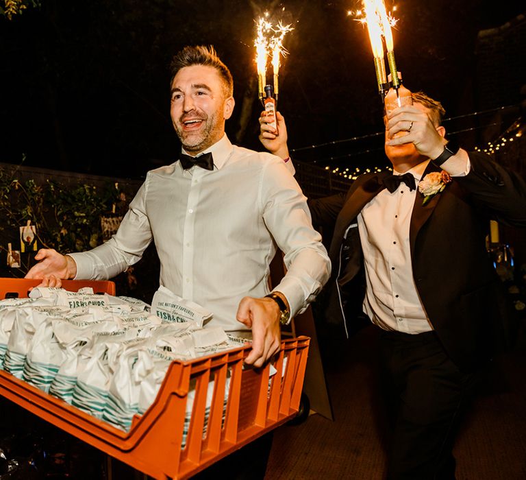 Chip shop delivery during wedding reception 