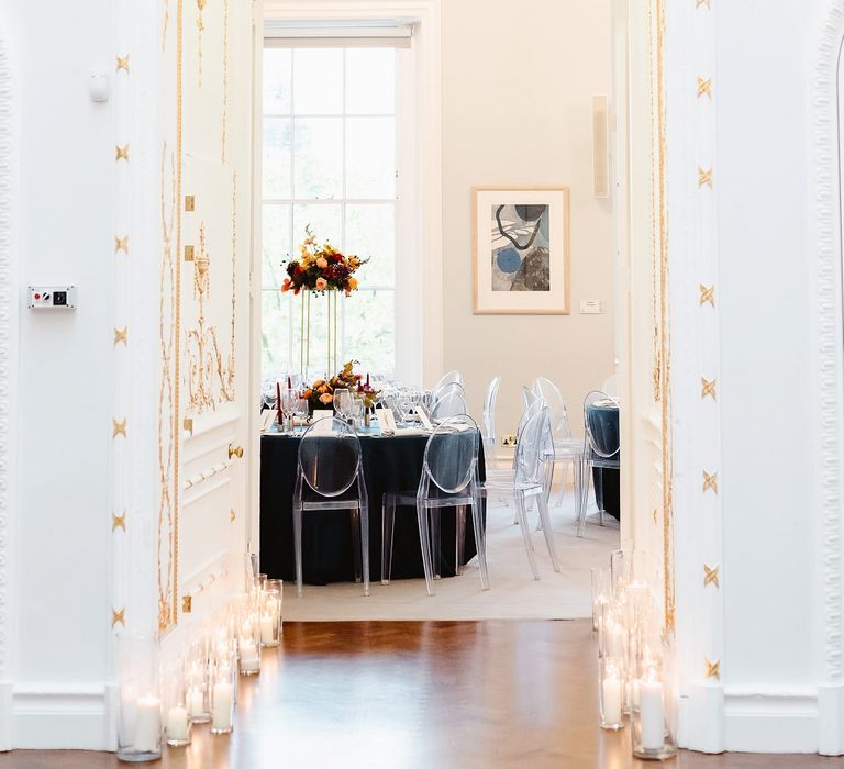 Reception room at Carlton House Terrace black-tie wedding 