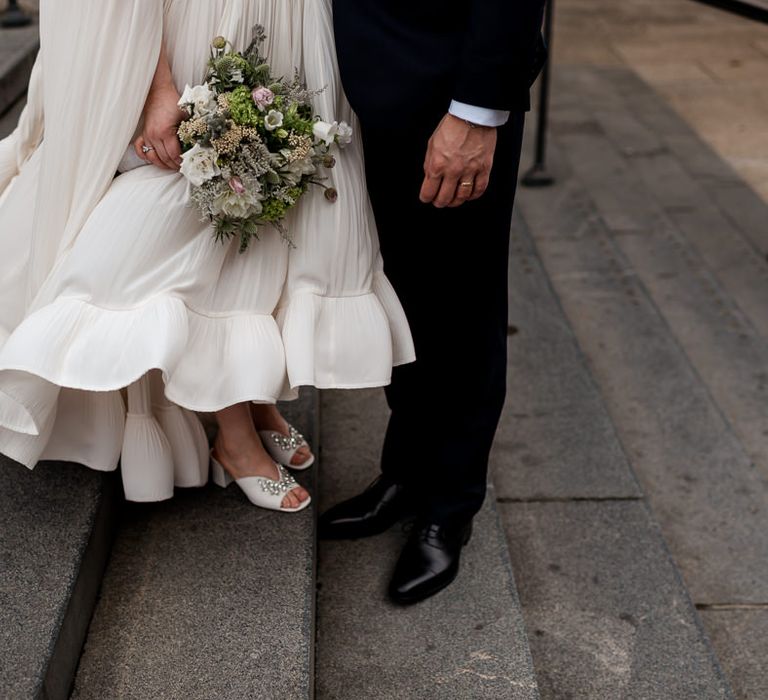 Bride in embellished leather and crystal mules by MIU MIU 