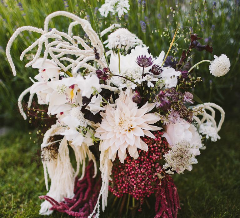 White and dark floral bouquet