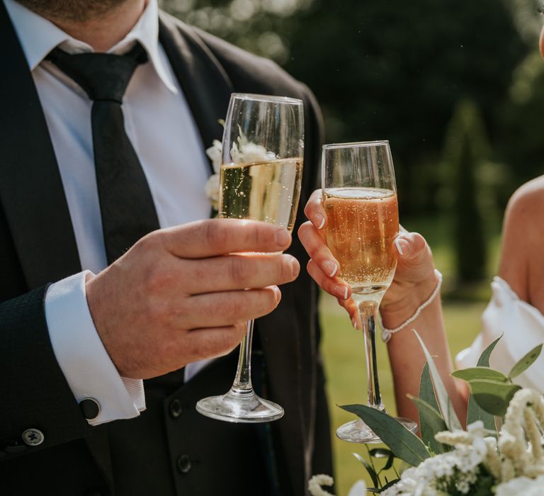 Champagne at wedding for bride and groom