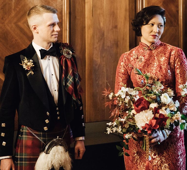 Bride and groom at Old Marylebone town hall wedding