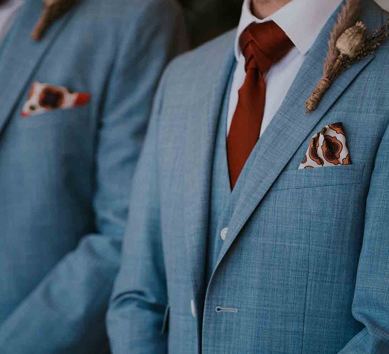 Light blue wedding suits for groom and groomsmen