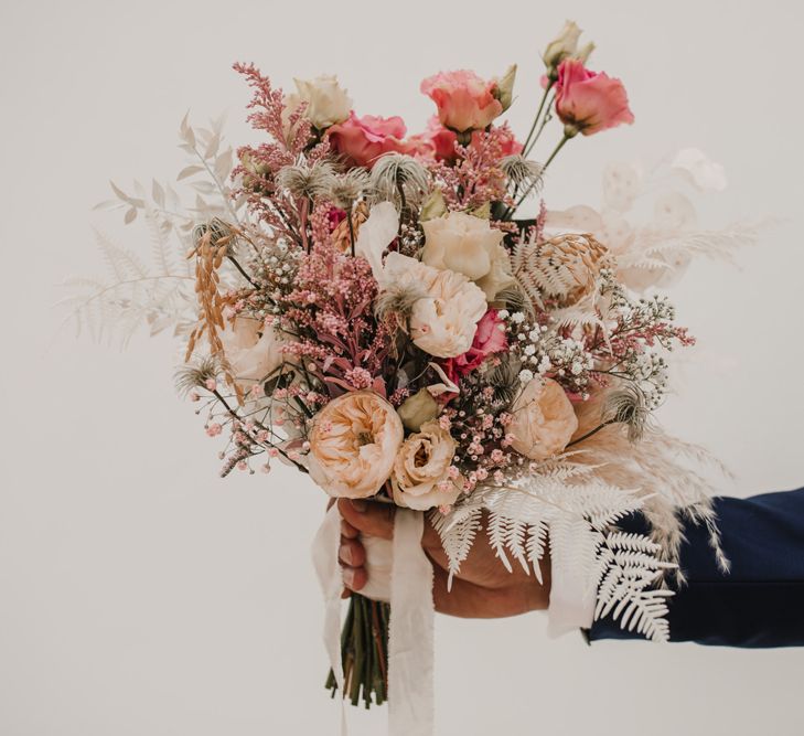 Blush pink and cream wedding bouquet 