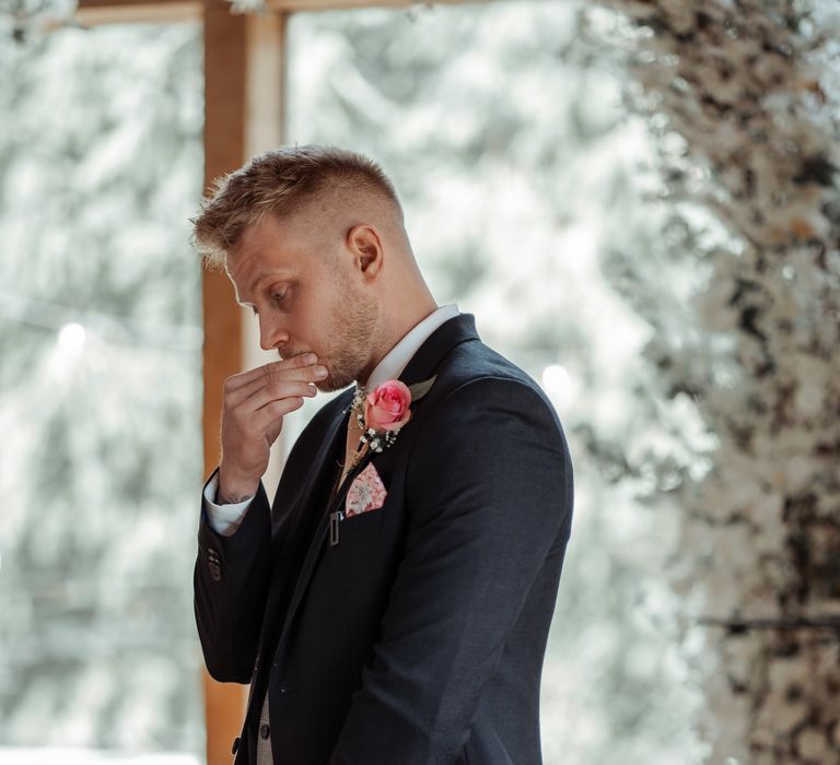 Groom waiting for bride on his wedding day