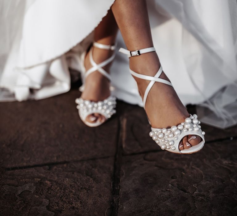 Charlotte Mills pearl peep toe wedding shoes 