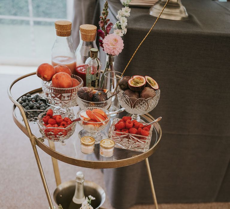 Pimp your Prosecco station with fruit garnishes and purées 