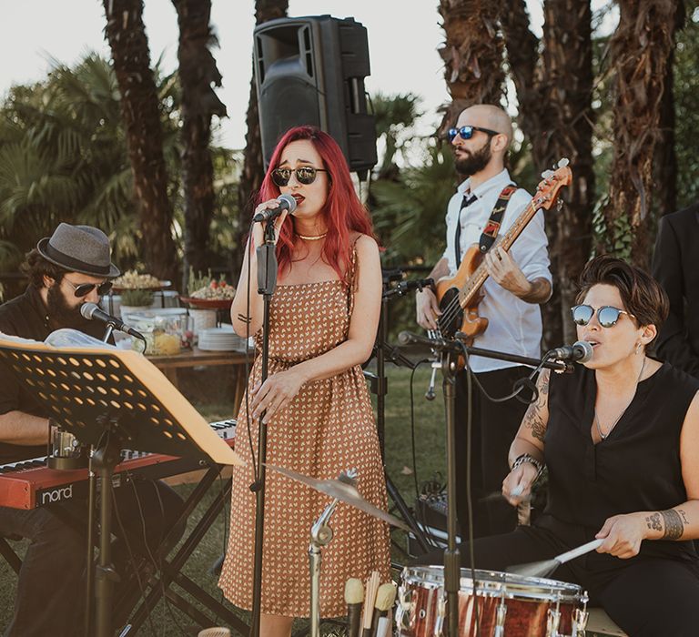 wedding musician's at an outdoor Italian villa wedding