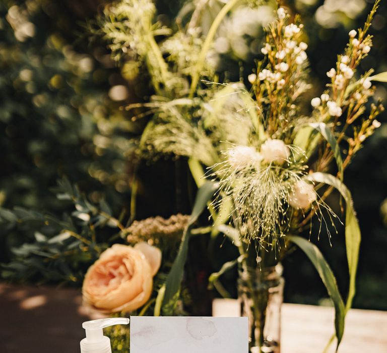 Spread Love Not Germs hand sanitiser at COVID secure wedding 