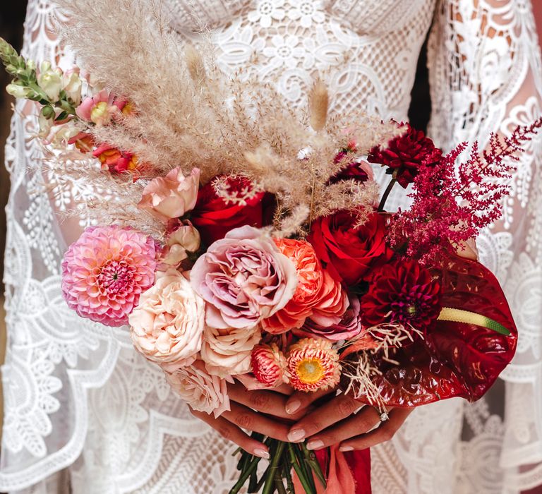 Pink & red floral bouquet featuring