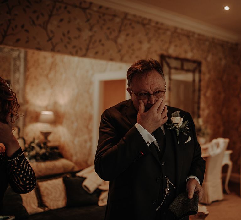 Bride's father gets emotional seeing his daughter on her wedding day