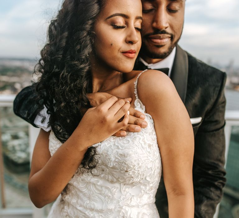 Ethiopian bride and groom at stylish London wedding 