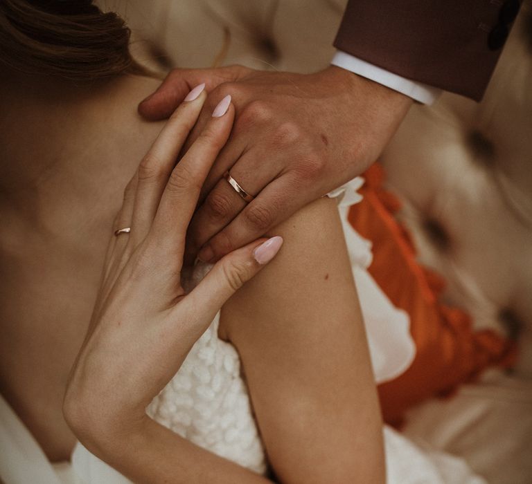 Pink nails for bride