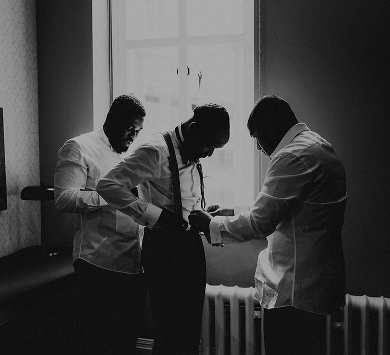 Groom and groomsmen on the wedding morning 