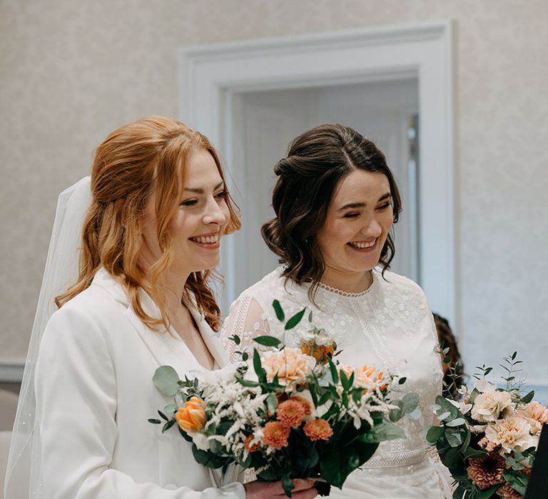 Brides during wedding ceremony in Edinburgh 