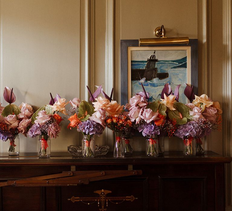 Pastel wedding bouquets for bride and bridesmaids 