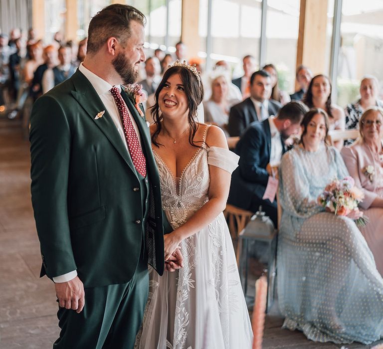 The bride and groom at their civil wedding ceremony 