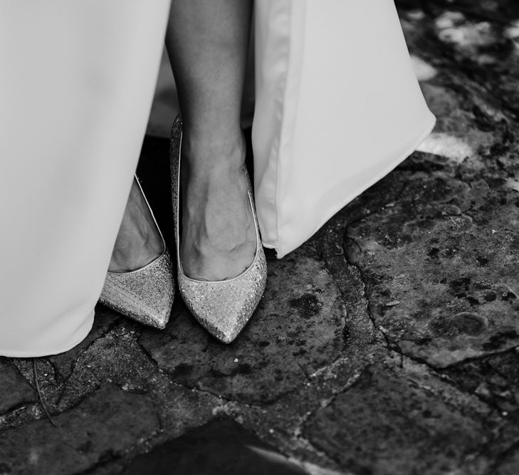 Silver glitter wedding shoes 