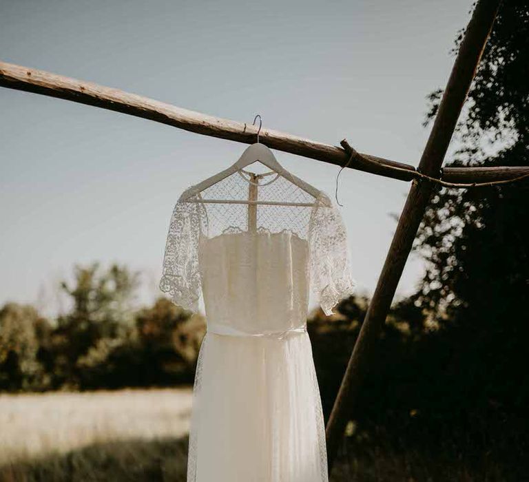 Vintage 1970s tea-length lace wedding dress from Cambridge Vintage Bridal