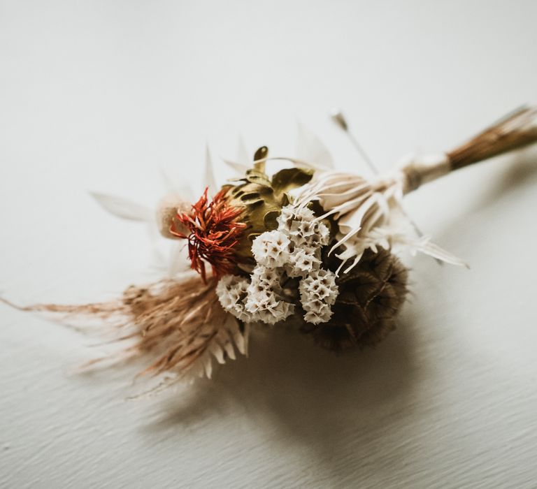 Buttonhole with dried flowers for Groom