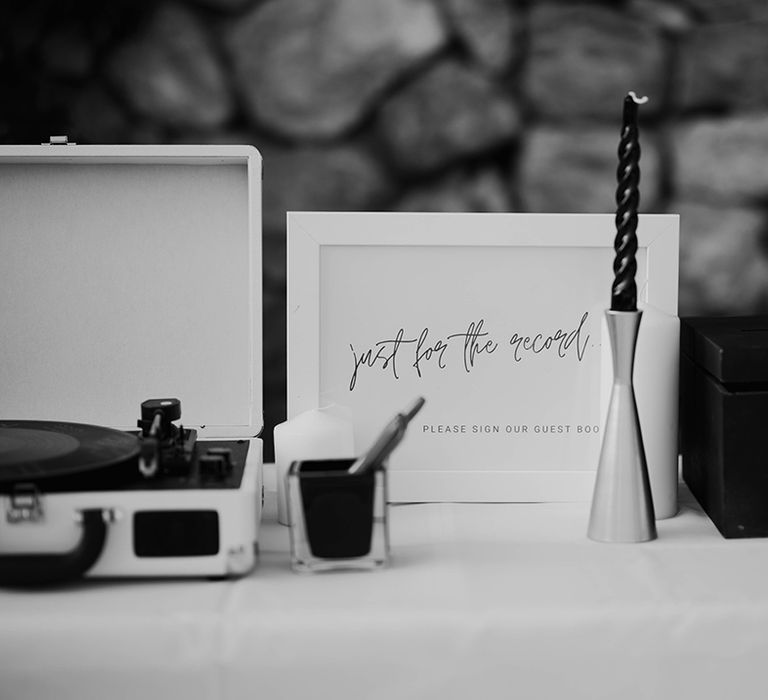 Vinyl record wedding guest book 