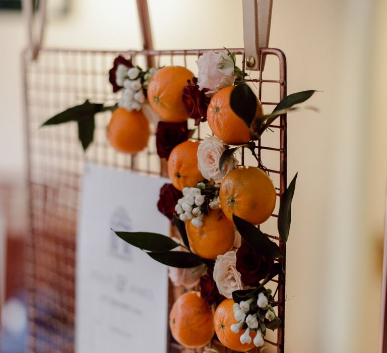 Fruit wedding decor at Larmer Tree Gardens