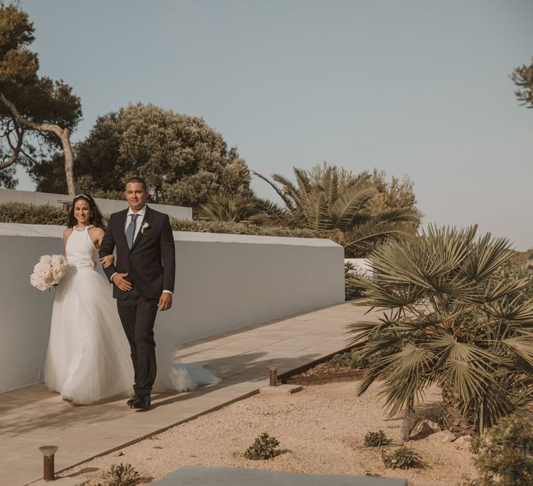 Wedding ceremony bridal entrance in Pronovias wedding dress