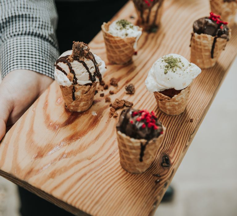 Mini ice cream cone canapes