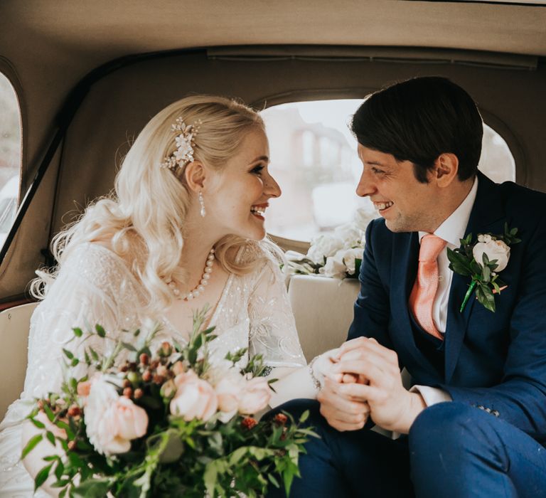 Bride & groom during first-look moment 