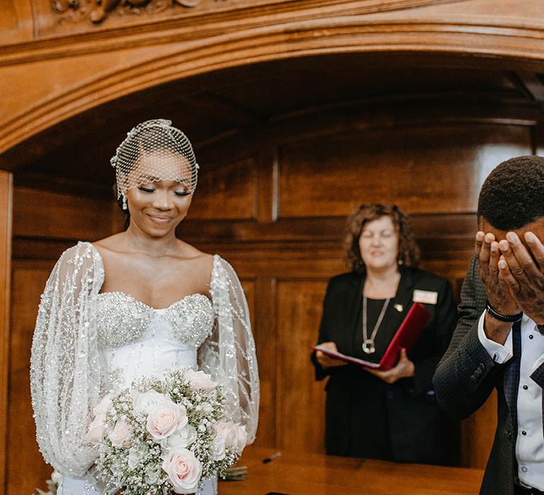 Groom becomes emotional on his wedding day