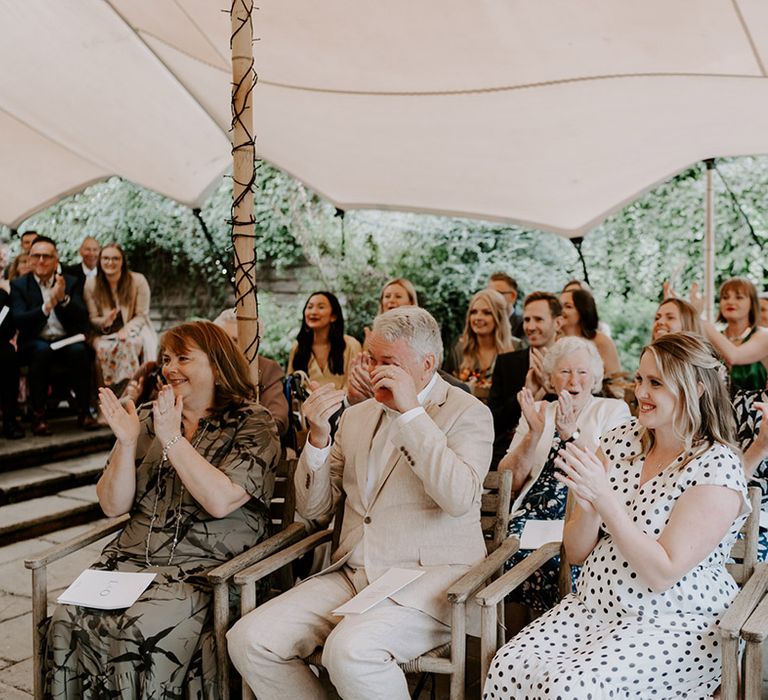 emotional guests at bespoke wedding ceremony at The Copse Country House 